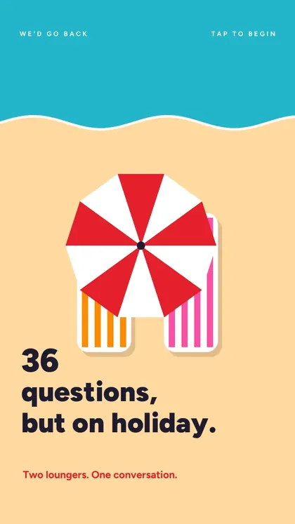 36 Questions, but on Holiday: cover screen of the game