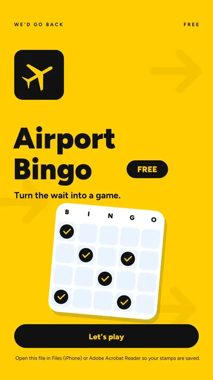 Airport Bingo: cover screen of the game