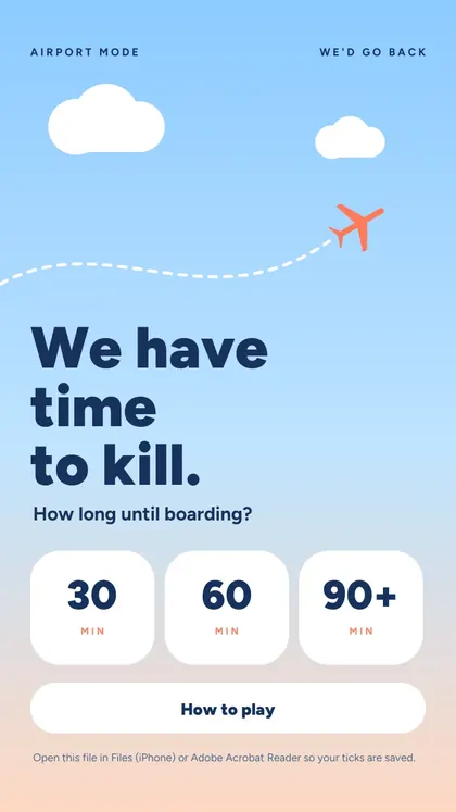 Airport Mode: cover screen of the game on a phone