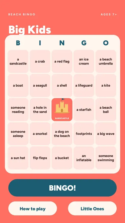Beach Bingo: real screen 1 from the PDF