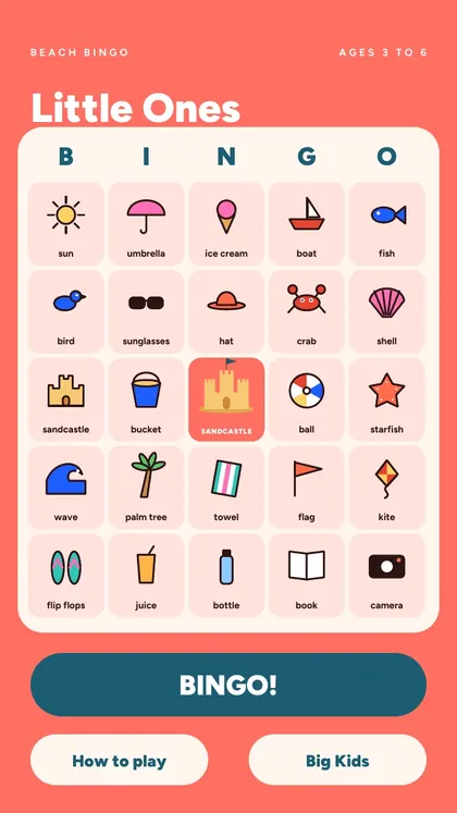 Beach Bingo: real screen 2 from the PDF