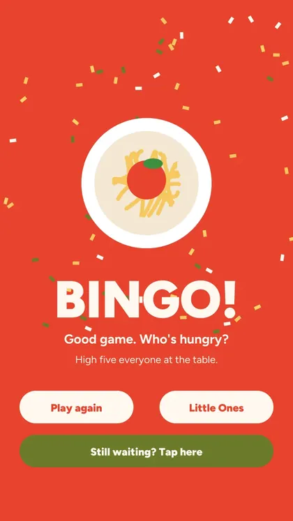 Restaurant Bingo: real screen 3 from the PDF