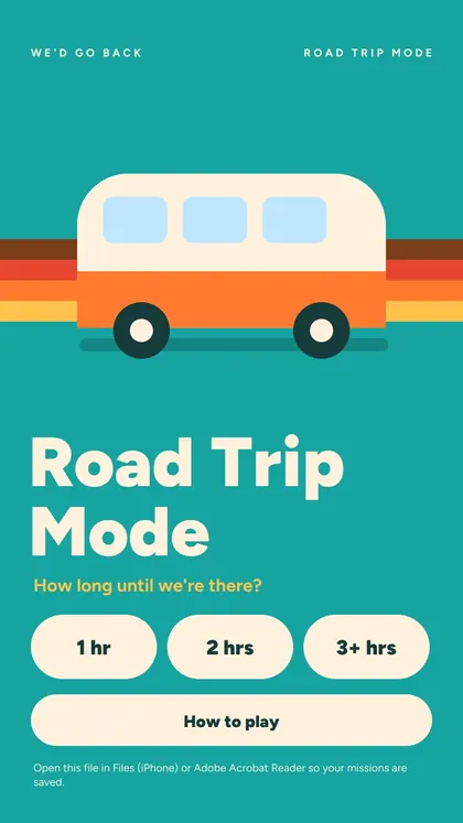 Road Trip Mode: cover screen of the game