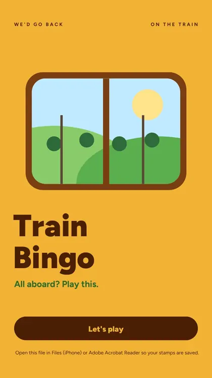 Train Bingo: cover screen of the game
