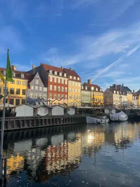 Nyhavn colourful houses with reflections, Copenhagen, our trip 2023 and 2024