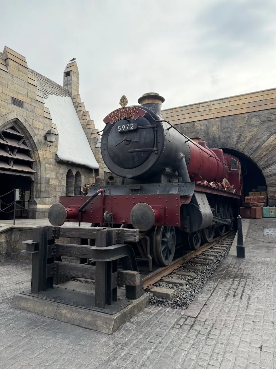 Red Hogwarts Express steam engine at the station in the Harry Potter area, Universal Studios Japan